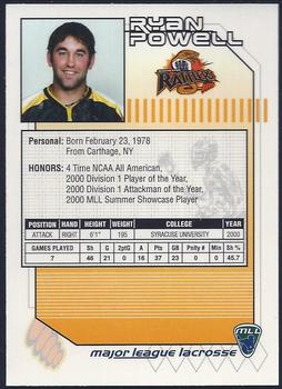 2001 Major League Lacrosse #NNO Ryan Powell Back